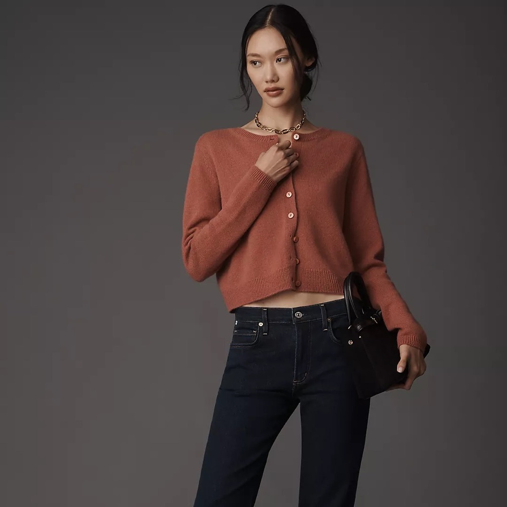 Reformation Clara Cashmere Cardigan Sweater in Rosewood